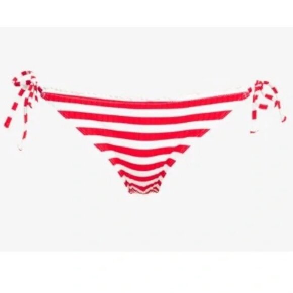 Roxy Hello July Tie Side Moderate Bikini Bottom Red White L - Picture 12 of 12